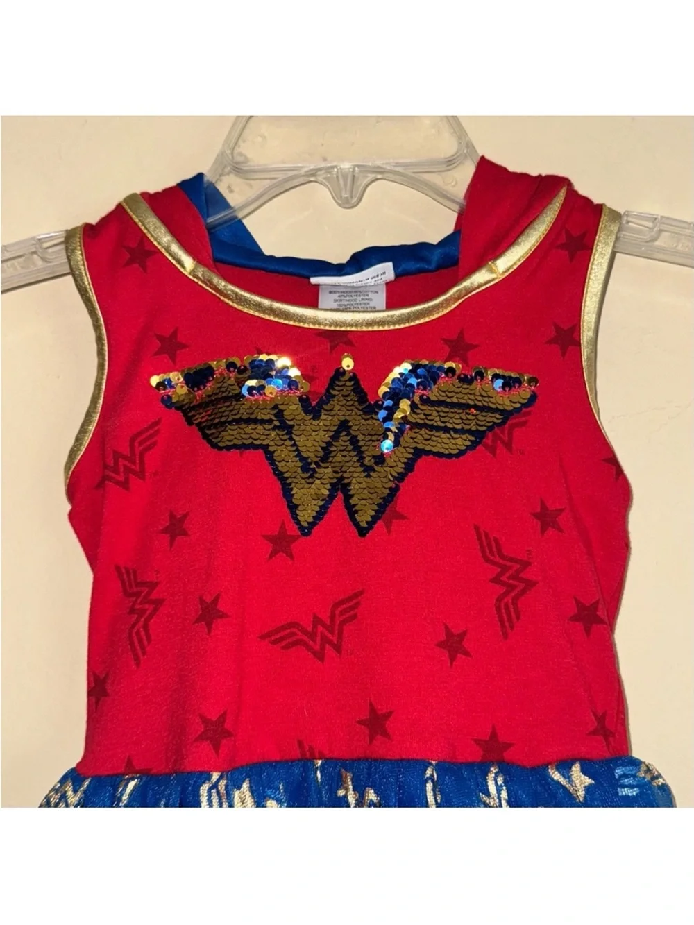Kids Girls Wonder Woman Halloween Costume Dress Hood Size XS